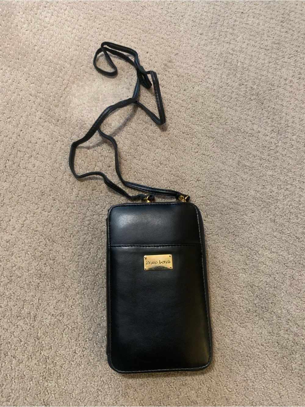 Black Leather Crossbody Phone Bag